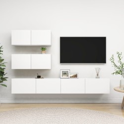vidaXL Set de muebles de salón TV 4 piezas madera de ingeniería blanco