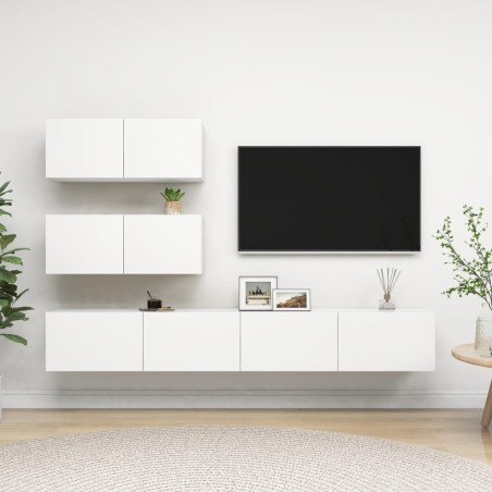 vidaXL Set de muebles de salón TV 4 piezas madera de ingeniería blanco