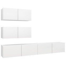 vidaXL Set de muebles de salón TV 4 piezas madera de ingeniería blanco