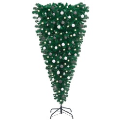 vidaXL Árbol de Navidad artificial invertido con luces y bolas 150 cm