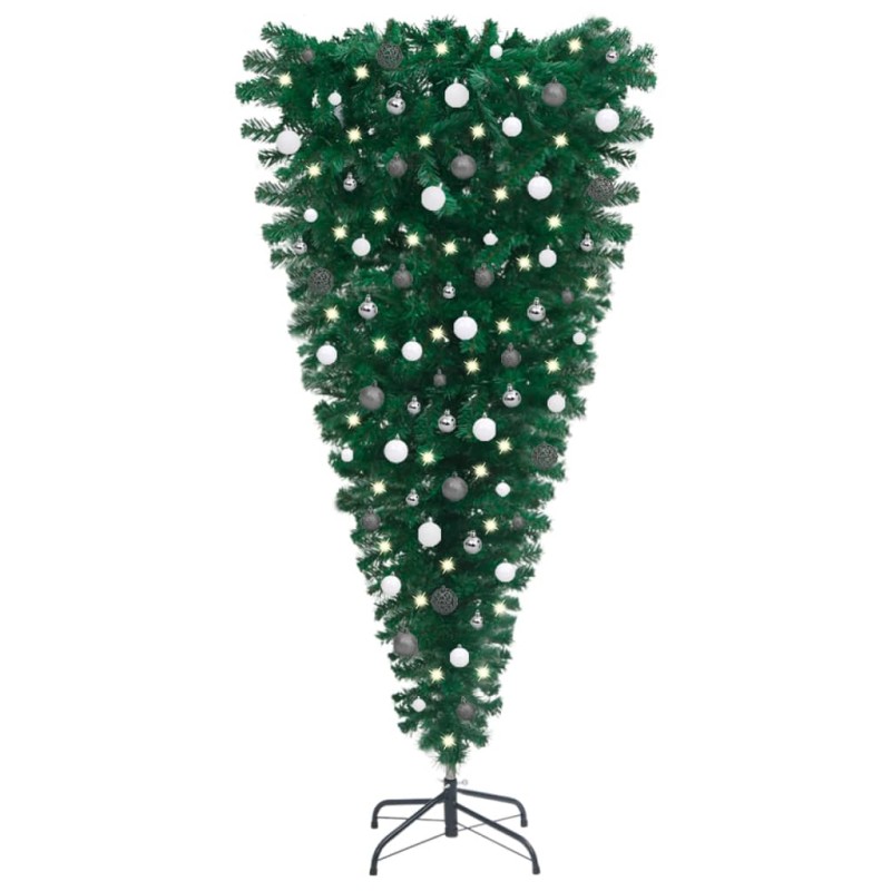 vidaXL Árbol de Navidad artificial invertido con luces y bolas 150 cm vidaXL Árbol de Navidad artificial invertido con luces y bolas 150 cm