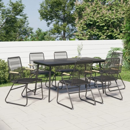 vidaXL Juego de comedor para jardín 7 piezas ratán PVC negro