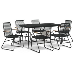vidaXL Juego de comedor para jardín 7 piezas ratán PVC negro