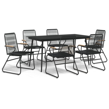 vidaXL Juego de comedor para jardín 7 piezas ratán PVC negro