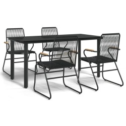vidaXL Juego de comedor de jardín 5 piezas ratán PVC negro