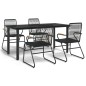 vidaXL Juego de comedor de jardín 5 piezas ratán PVC negro