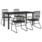 vidaXL Juego de comedor de jardín 5 piezas ratán PVC negro