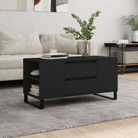 vidaXL Mesa de centro madera de ingeniería negro 102x44,5x50 cm
