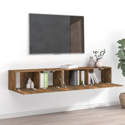 vidaXL Set de muebles de TV 2 pzas madera contrachapada roble ahumado