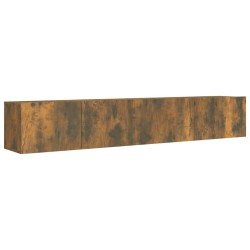 vidaXL Set de muebles de TV 2 pzas madera contrachapada roble ahumado