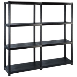 vidaXL Estante de almacenaje 4 niveles negro plástico 122x30,5x130 cm