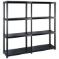 vidaXL Estante de almacenaje 4 niveles negro plástico 122x30,5x130 cm vidaXL Estante de almacenaje 4 niveles negro plástico 122x30,5x130 cm