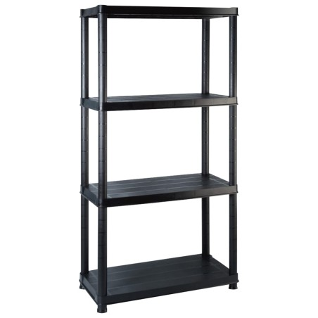 vidaXL Estante de almacenaje 4 niveles negro plástico 122x30,5x130 cm