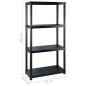 vidaXL Estante de almacenaje 4 niveles negro plástico 122x30,5x130 cm vidaXL Estante de almacenaje 4 niveles negro plástico 122x30,5x130 cm
