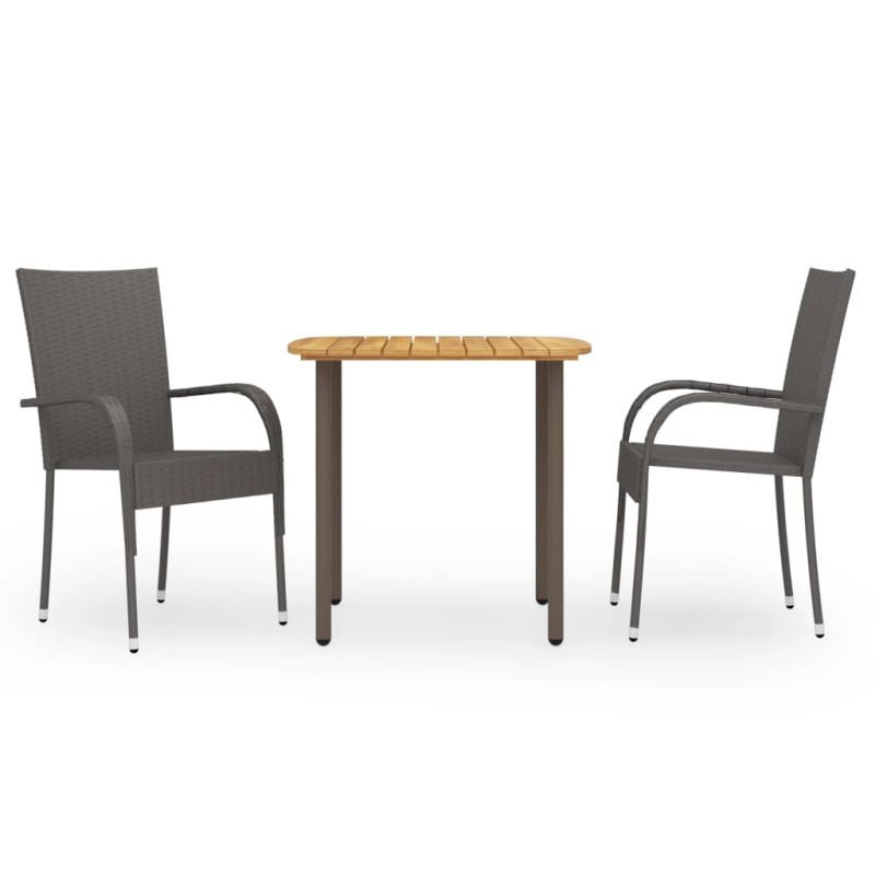 vidaXL Set de comedor de jardín 3 pzas ratán sintético marrón