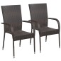 vidaXL Set de comedor de jardín 3 pzas ratán sintético marrón