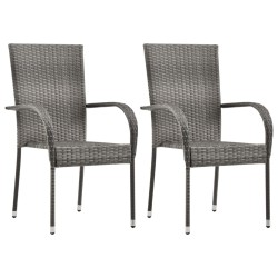 vidaXL Set de comedor de jardín 3 pzas ratán sintético gris