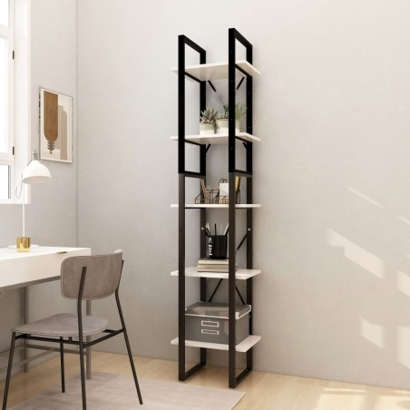 vidaXL Estantería librería 5 niveles madera de pino blanco 40x30x175cm