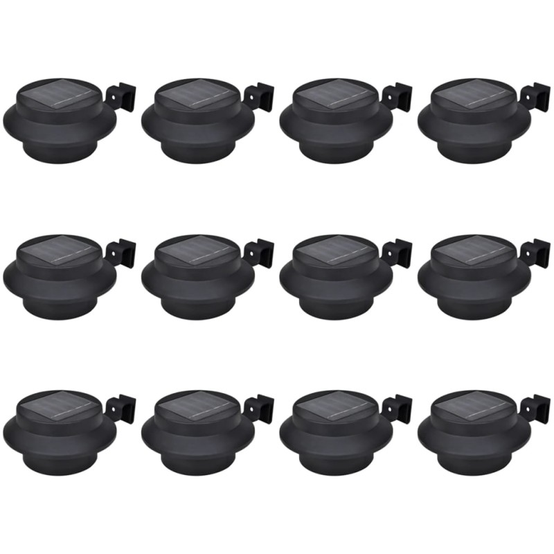 vidaXL Lámparas solares para valla exterior 12 uds LED negro vidaXL Lámparas solares para valla exterior 12 uds LED negro