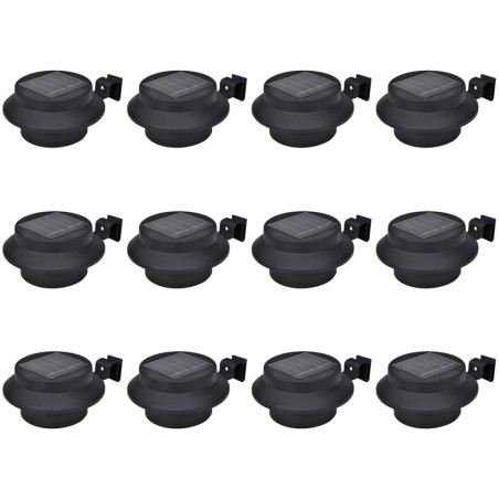 vidaXL Lámparas solares para valla exterior 12 uds LED negro