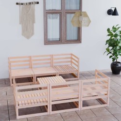 vidaXL Juego de muebles de jardín 7 piezas madera maciza de pino
