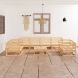 vidaXL Juego de muebles de jardín 9 piezas madera maciza de pino