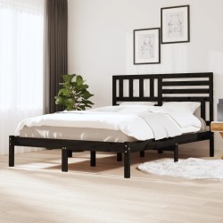 vidaXL Estructura de cama de madera maciza de pino negra 140x200 cm