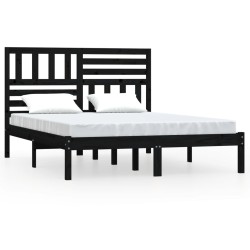 vidaXL Estructura de cama de madera maciza de pino negra 140x200 cm