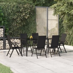 vidaXL Juego de comedor de jardín 7 piezas ratán sintético negro