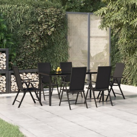 vidaXL Juego de comedor de jardín 7 piezas ratán sintético negro