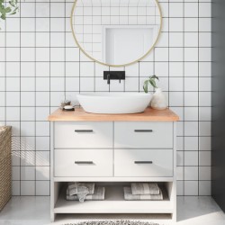 vidaXL Encimera baño madera maciza tratada marrón claro 100x50x(2-4)cm