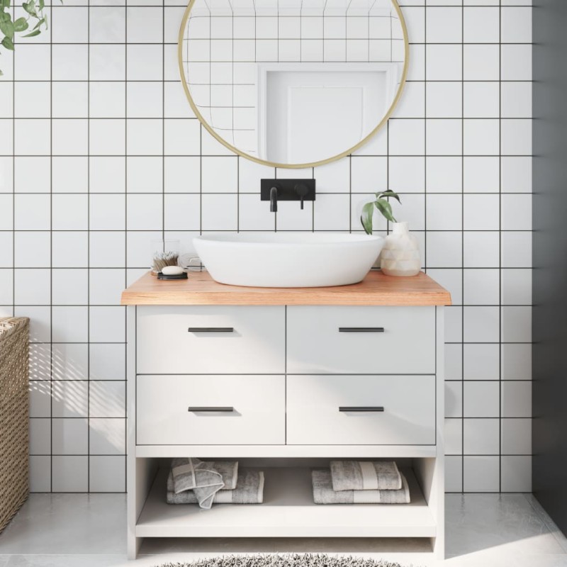 vidaXL Encimera baño madera maciza tratada marrón claro 100x50x(2-4)cm vidaXL Encimera baño madera maciza tratada marrón claro 100x50x(2-4)cm
