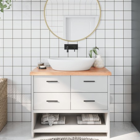 vidaXL Encimera baño madera maciza tratada marrón claro 100x50x(2-4)cm