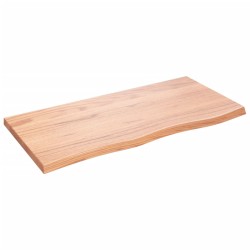 vidaXL Encimera baño madera maciza tratada marrón claro 100x50x(2-4)cm