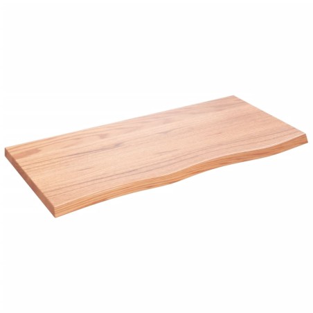 vidaXL Encimera baño madera maciza tratada marrón claro 100x50x(2-4)cm
