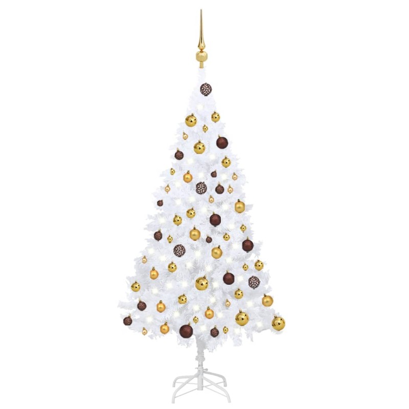 vidaXL Árbol de Navidad preiluminado con luces y bolas blanco 120 cm vidaXL Árbol de Navidad preiluminado con luces y bolas blanco 120 cm