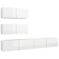 vidaXL Set de muebles de salón 4 pzas madera ingeniería blanco brillo vidaXL Set de muebles de salón 4 pzas madera ingeniería blanco brillo