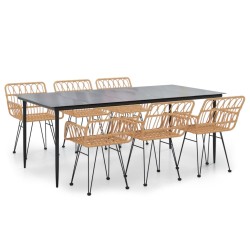vidaXL Juego de comedor de jardín 7 piezas ratán sintético