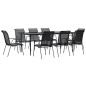 vidaXL Juego de comedor para jardín 9 piezas acero y textilene negro vidaXL Juego de comedor para jardín 9 piezas acero y textilene negro