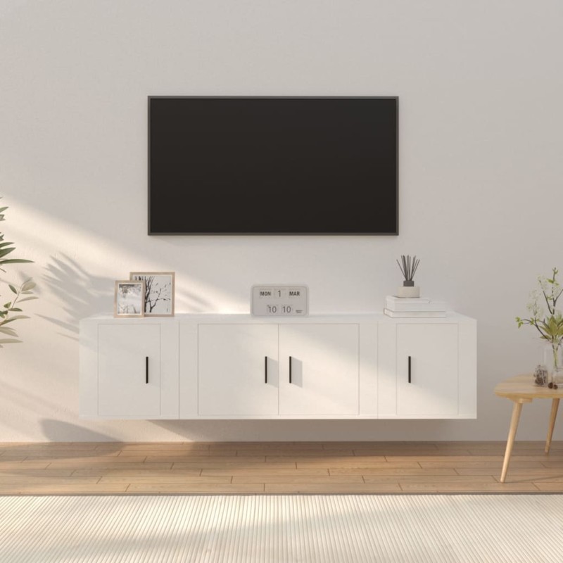 vidaXL Set de muebles de TV 3 piezas madera contrachapada blanco vidaXL Set de muebles de TV 3 piezas madera contrachapada blanco