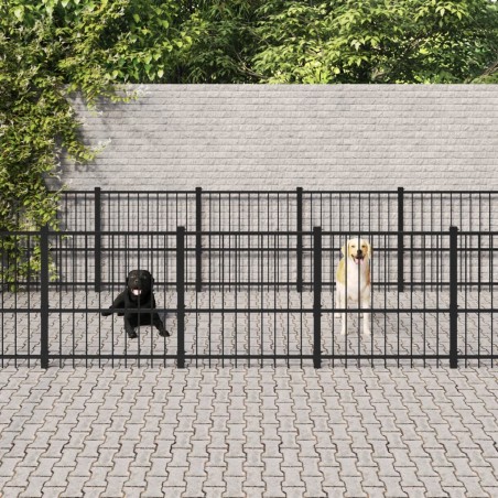 vidaXL Perrera de exterior de acero 16,94 m²
