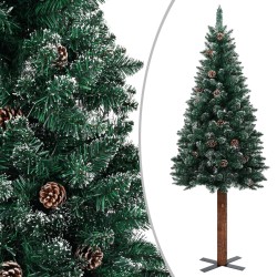 vidaXL Árbol de Navidad delgado con luces y bolas verde 150 cm
