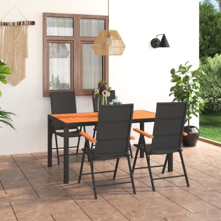 vidaXL Juego de comedor para jardín 5 piezas negro y marrón