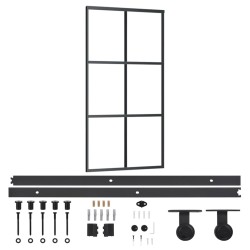 vidaXL Puerta corredera con herrajes ESG vidrio y aluminio 102x205 cm