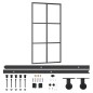 vidaXL Puerta corredera con herrajes ESG vidrio y aluminio 102x205 cm vidaXL Puerta corredera con herrajes ESG vidrio y aluminio 102x205 cm