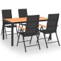 vidaXL Juego de comedor para jardín 5 piezas negro y marrón vidaXL Juego de comedor para jardín 5 piezas negro y marrón