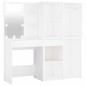 vidaXL Tocador con LED y 2 armarios madera contrachapada blanco vidaXL Tocador con LED y 2 armarios madera contrachapada blanco