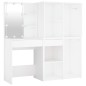vidaXL Tocador con LED y 2 armarios madera contrachapada blanco vidaXL Tocador con LED y 2 armarios madera contrachapada blanco