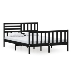vidaXL Estructura de cama de madera maciza negra 140x200 cm