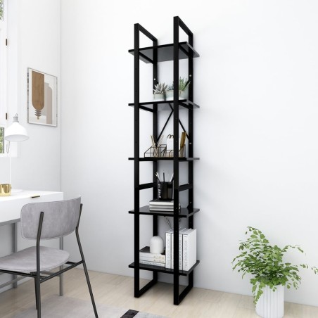 vidaXL Estantería de 5 niveles madera de ingeniería negra 40x30x175 cm